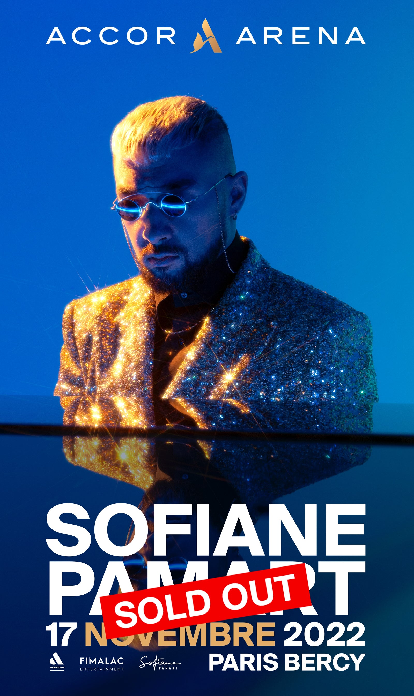 Affiche du concert complet de Sofiane Pamart à l’Accor Arena, Paris Bercy, 17 novembre 2022